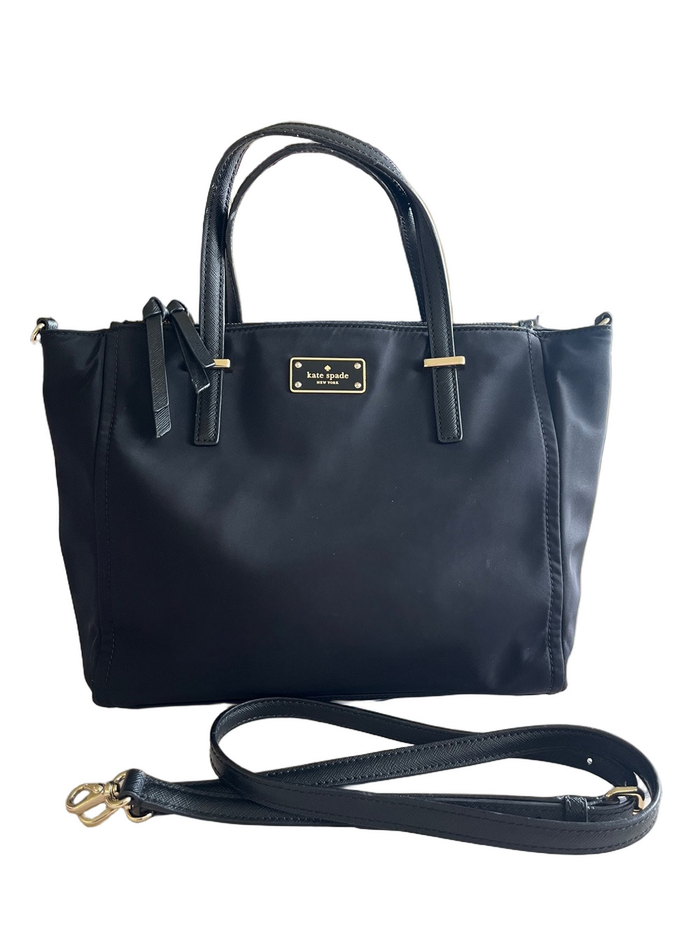 Kate Spade Wilson Road Alyse Satchel and Crossbody Black Bag - nylon & saffiano